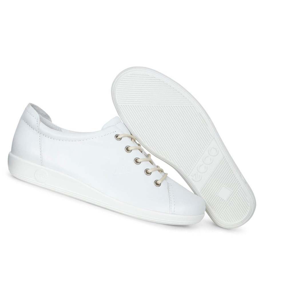 Women's Ecco Soft 2.0 Tie Sneakers White | USA 231HAP